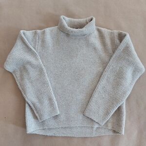 Uniqlo 3D Knitted Soufflé Beige Yarn Cowl Neck Sweater Long Sleeve Womens XXS